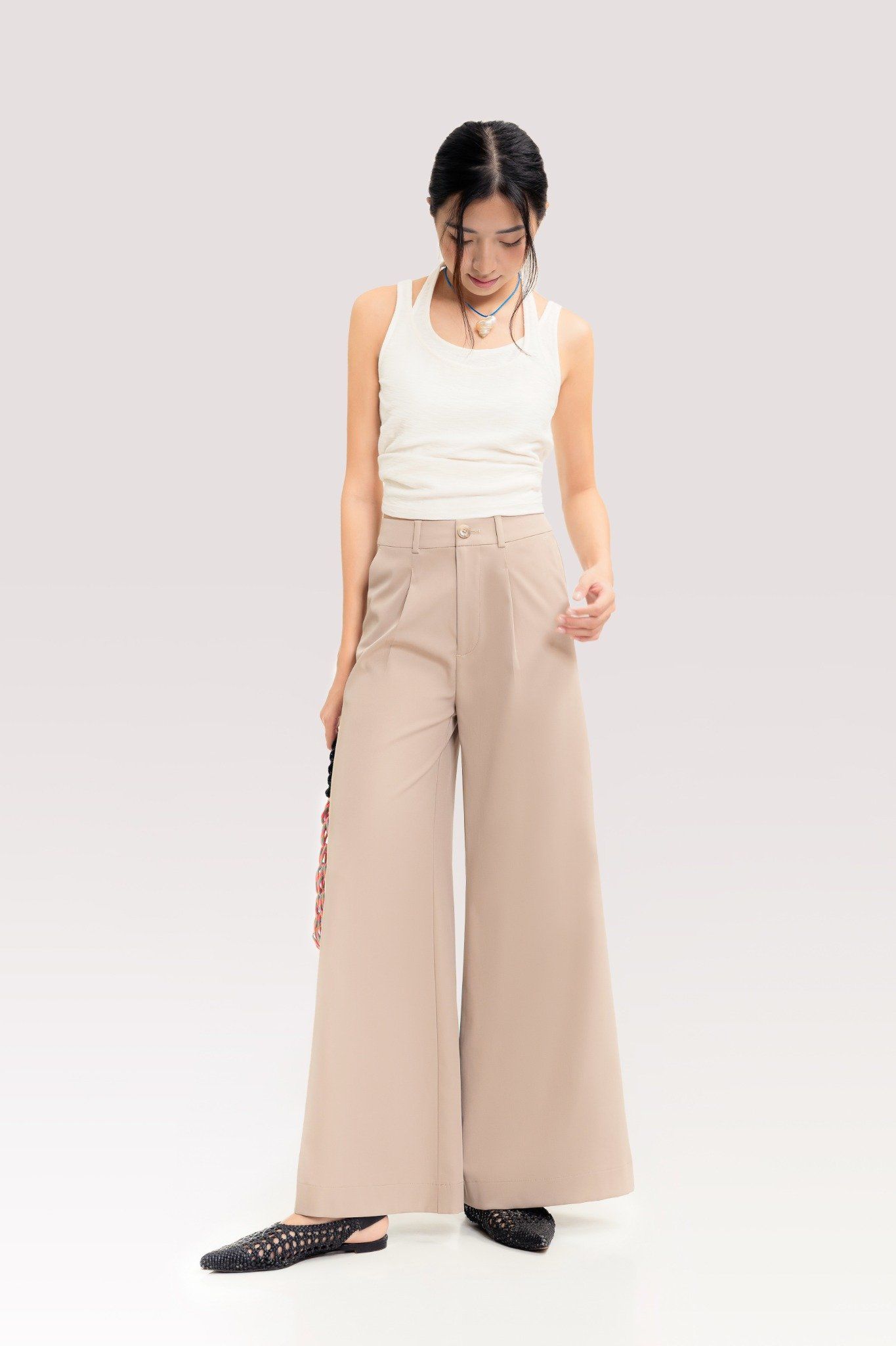  Milk Tea Brown Khaki Wide Leg Trousers 