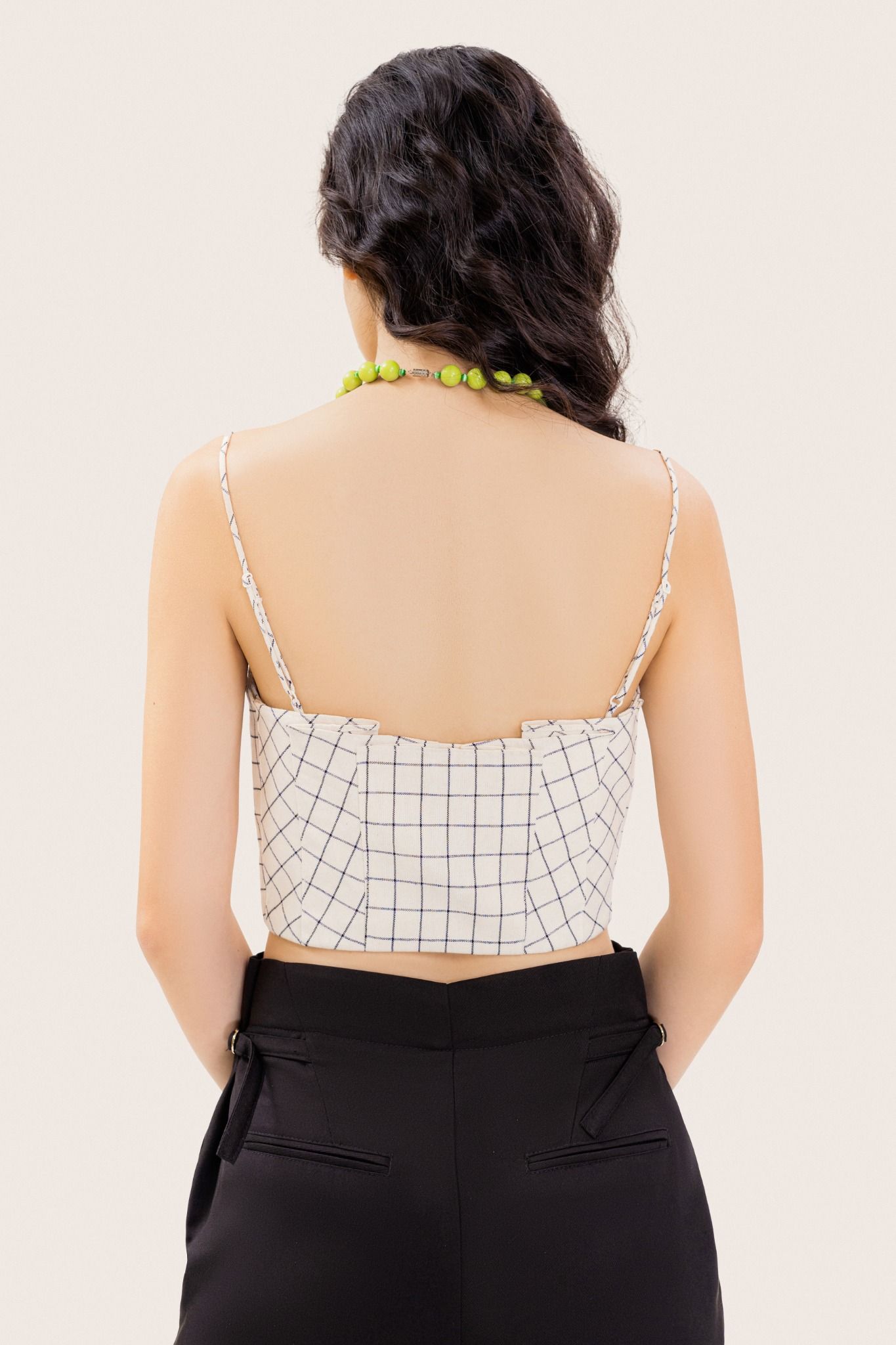  Mono Check Pleated Camisole 