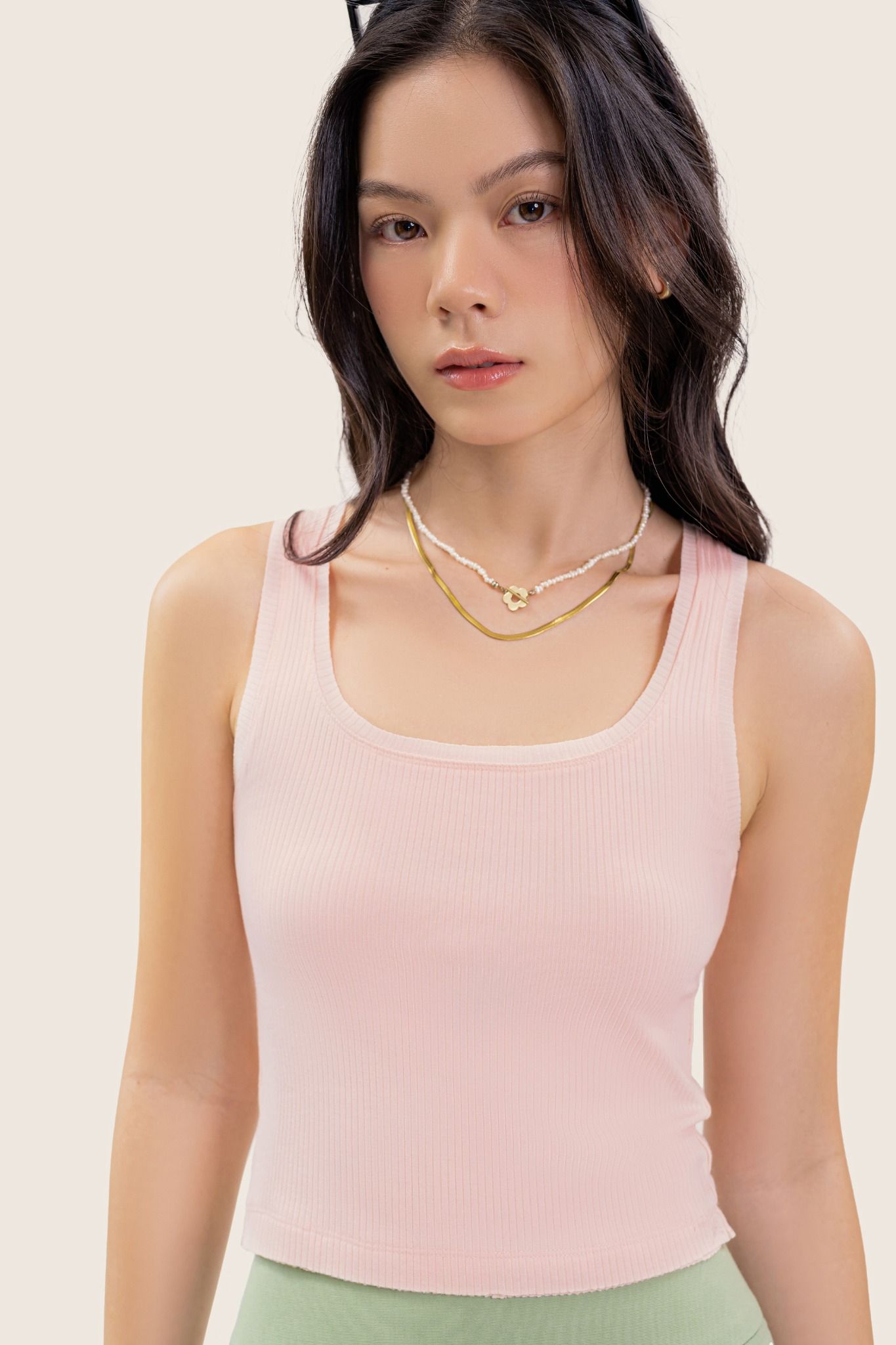  Pale Rose Square Neck Tank Top 