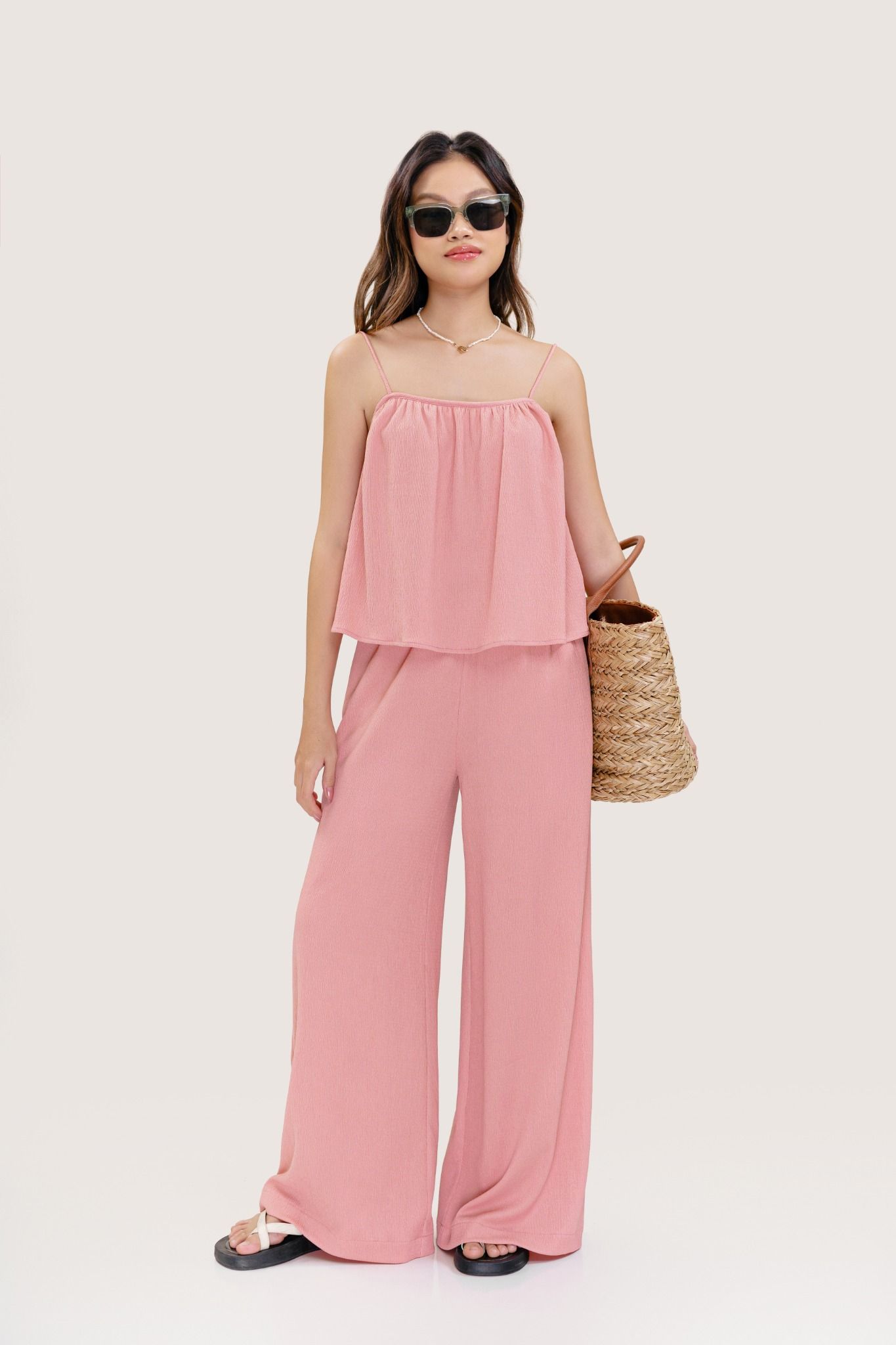  Peach Loungy Wide Leg Pants 