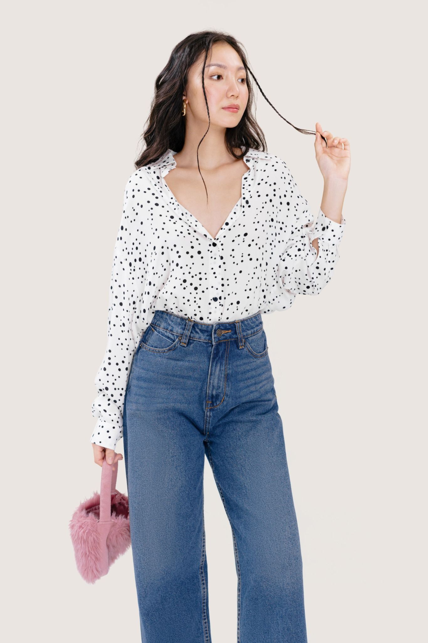  Polka Dot Oversized Shirt 