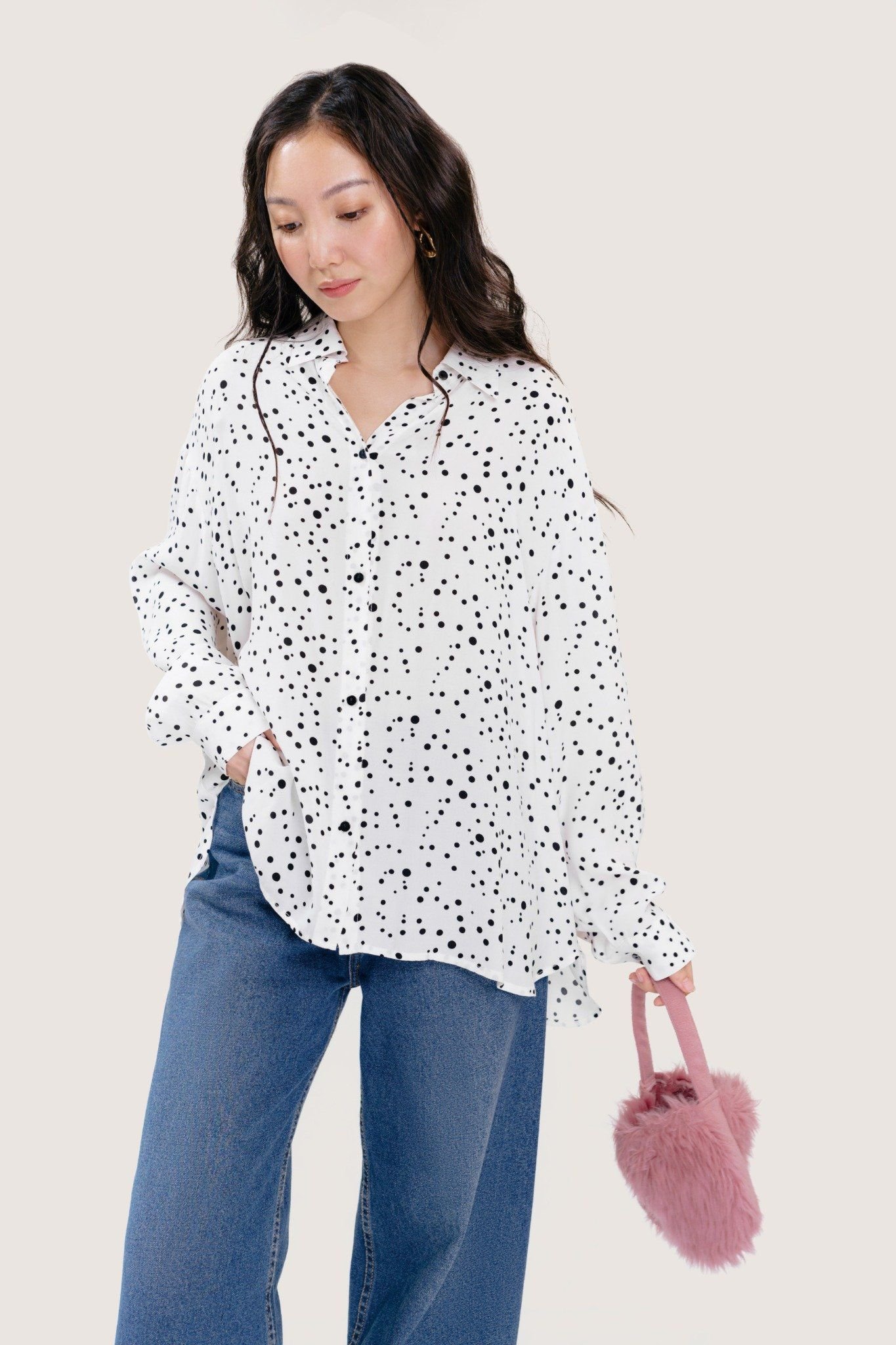  Polka Dot Oversized Shirt 