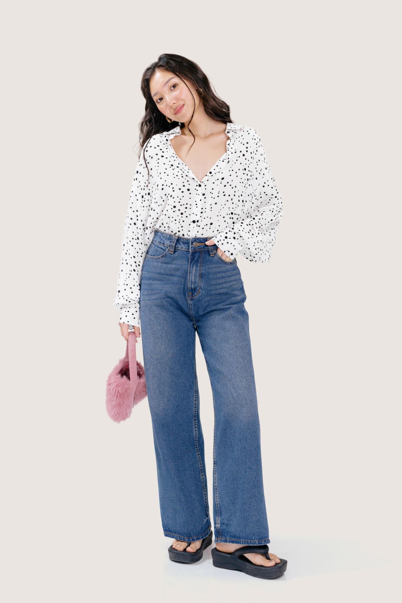  Polka Dot Oversized Shirt 