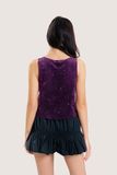  Purple Beaded Faux Suede Tank Top 