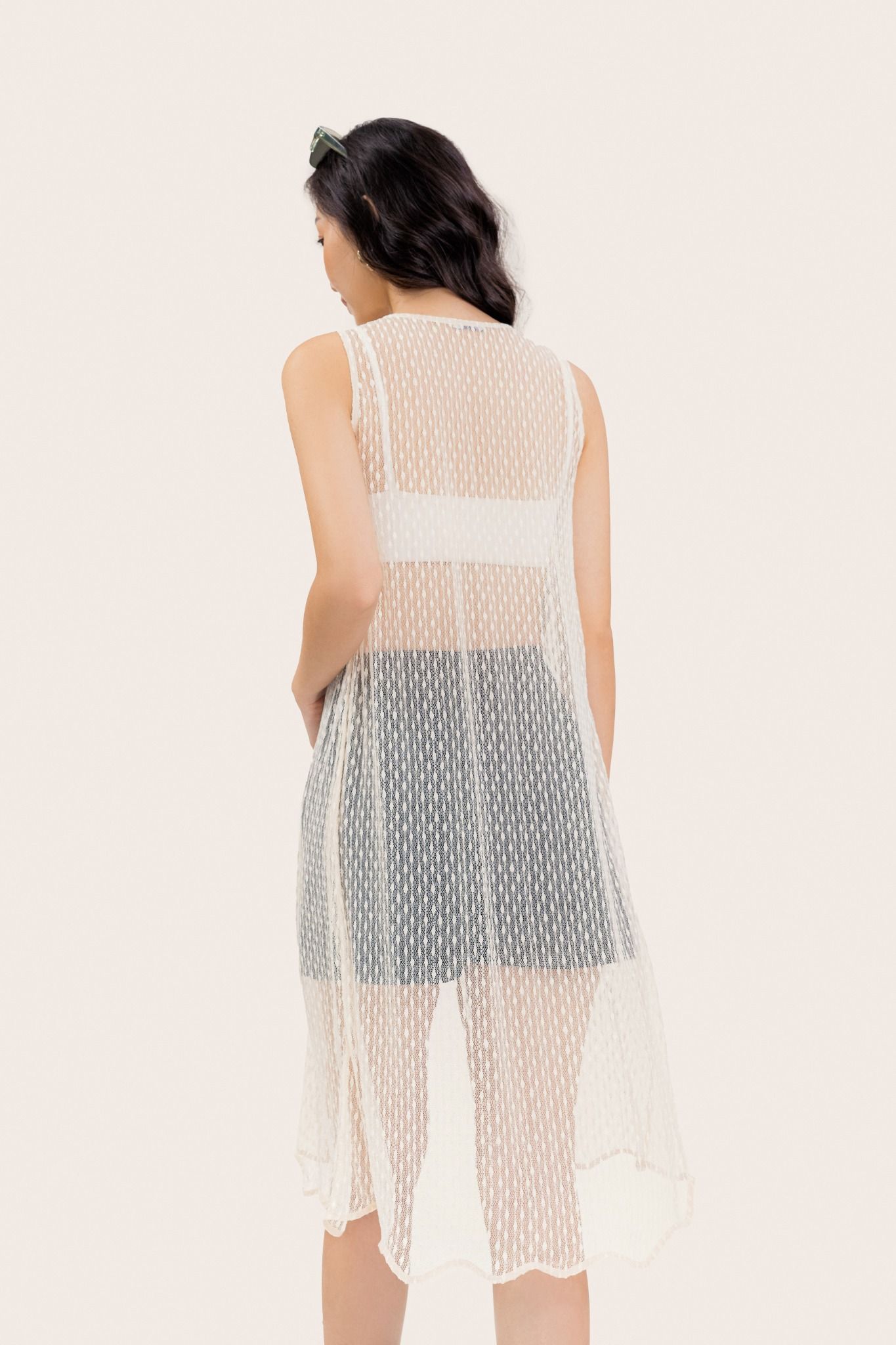  See Thru Sleeveless Lace Longline Top 