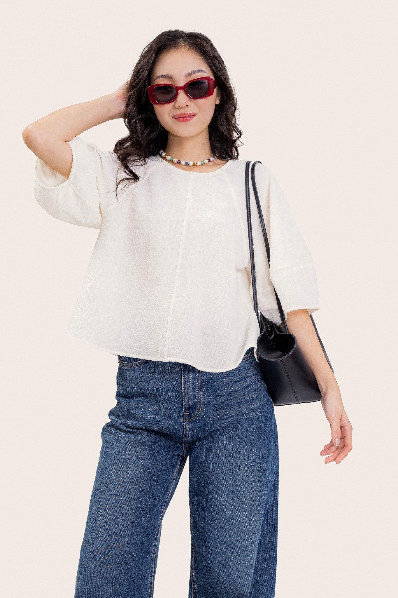 White Cloudy Seersucker Blouse