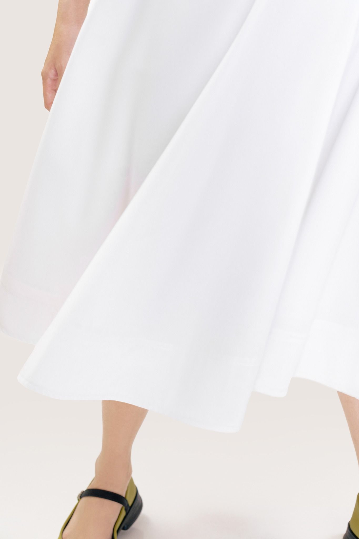  White Flowy Circle Midi Skirt 