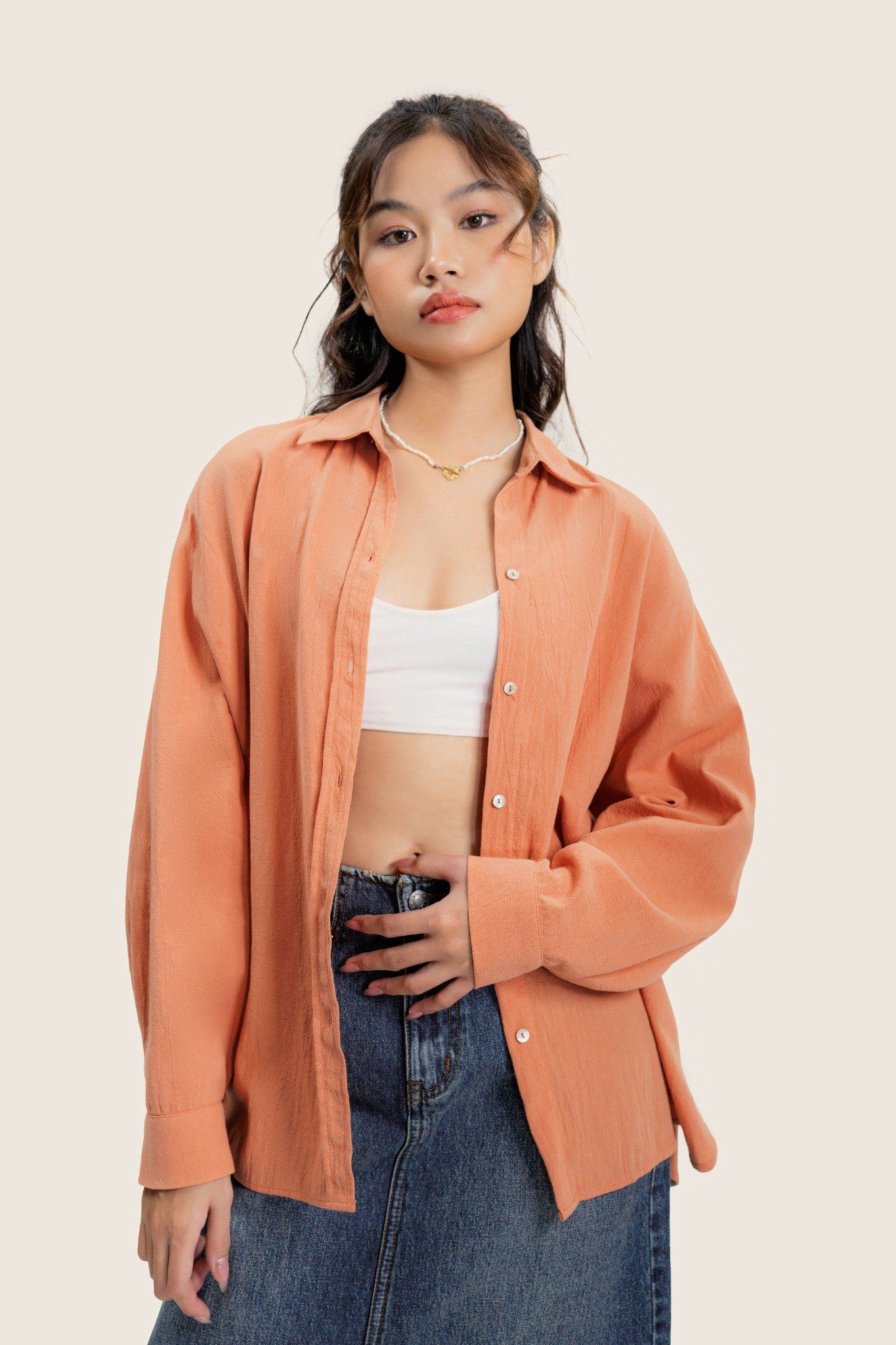  Orange Oversized Shirt 