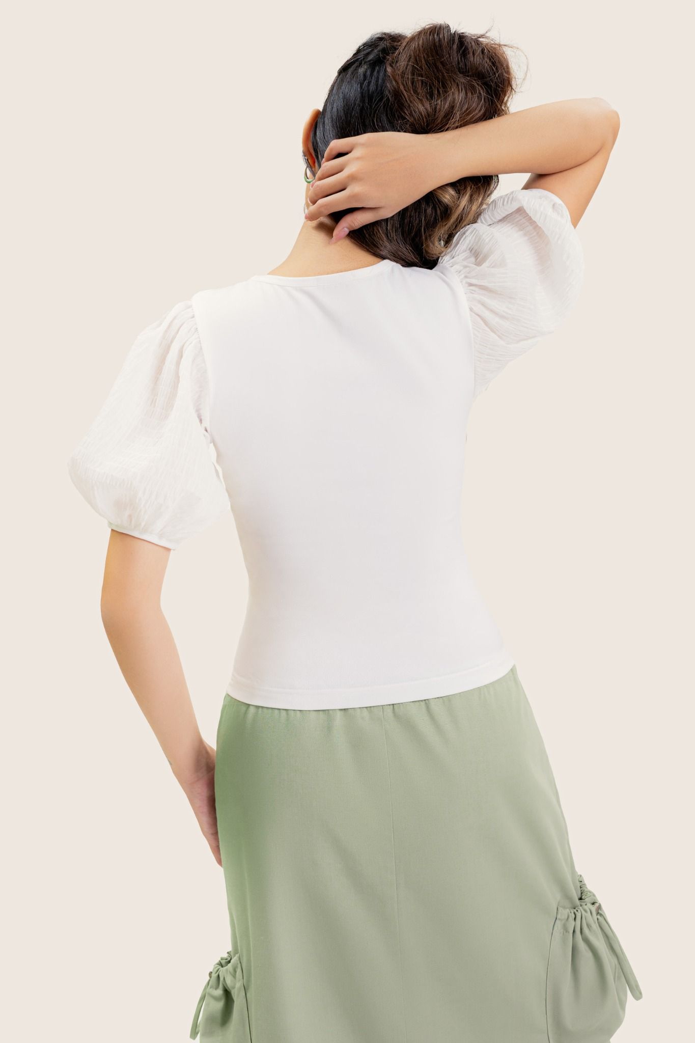  White Puff Sleeve Top 