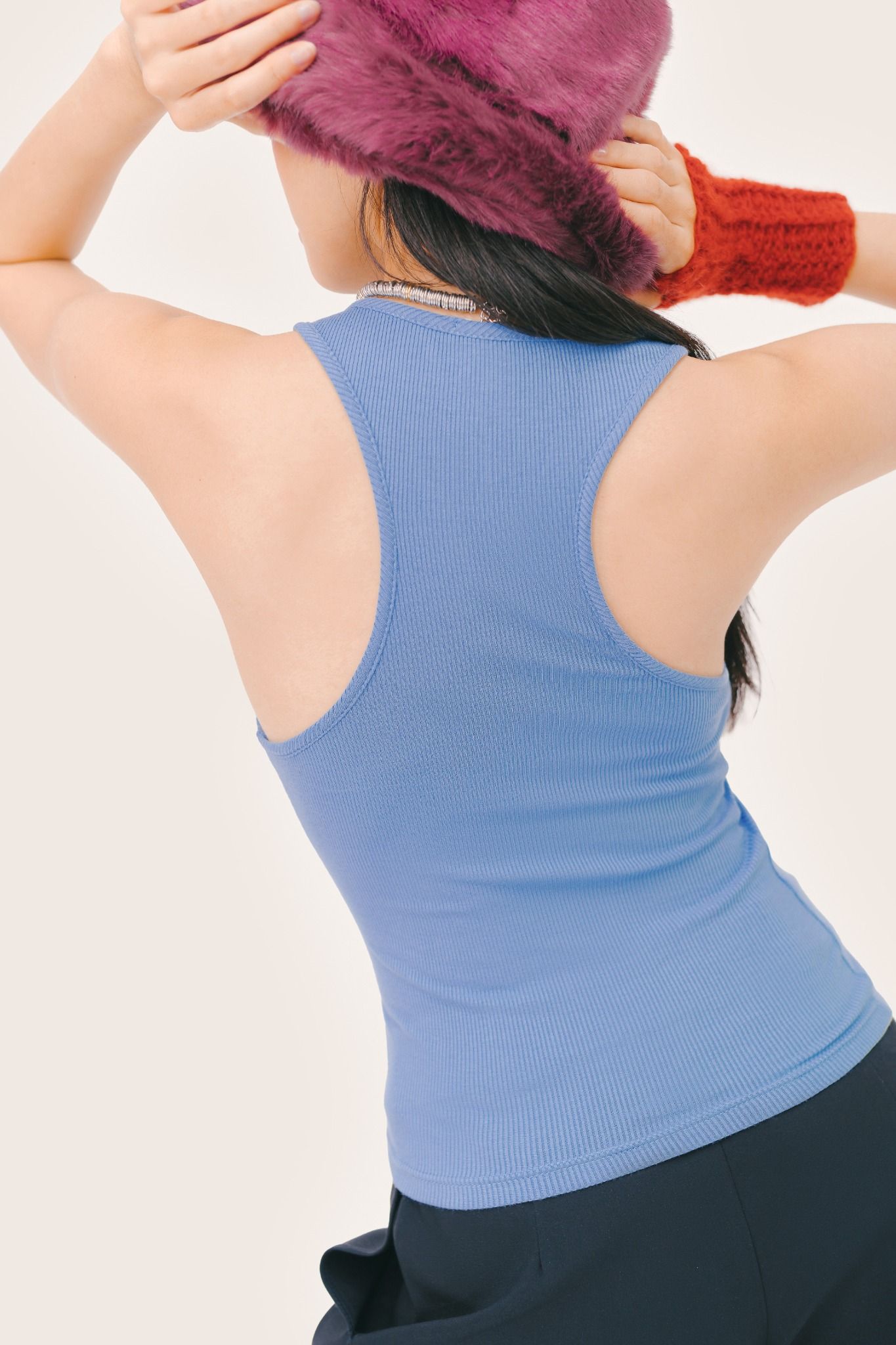  Blue Embroidered Tank Top 