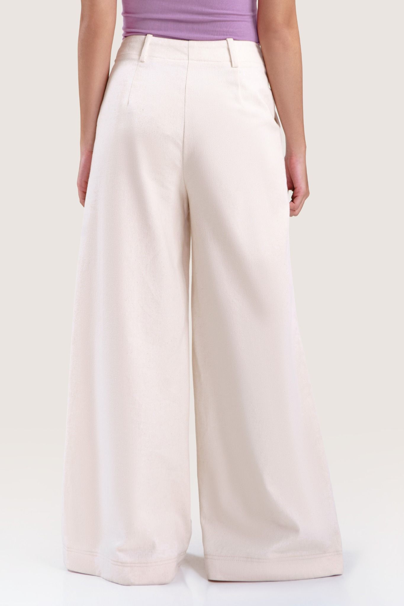  Ivory Wide Leg Khaki Trousers 