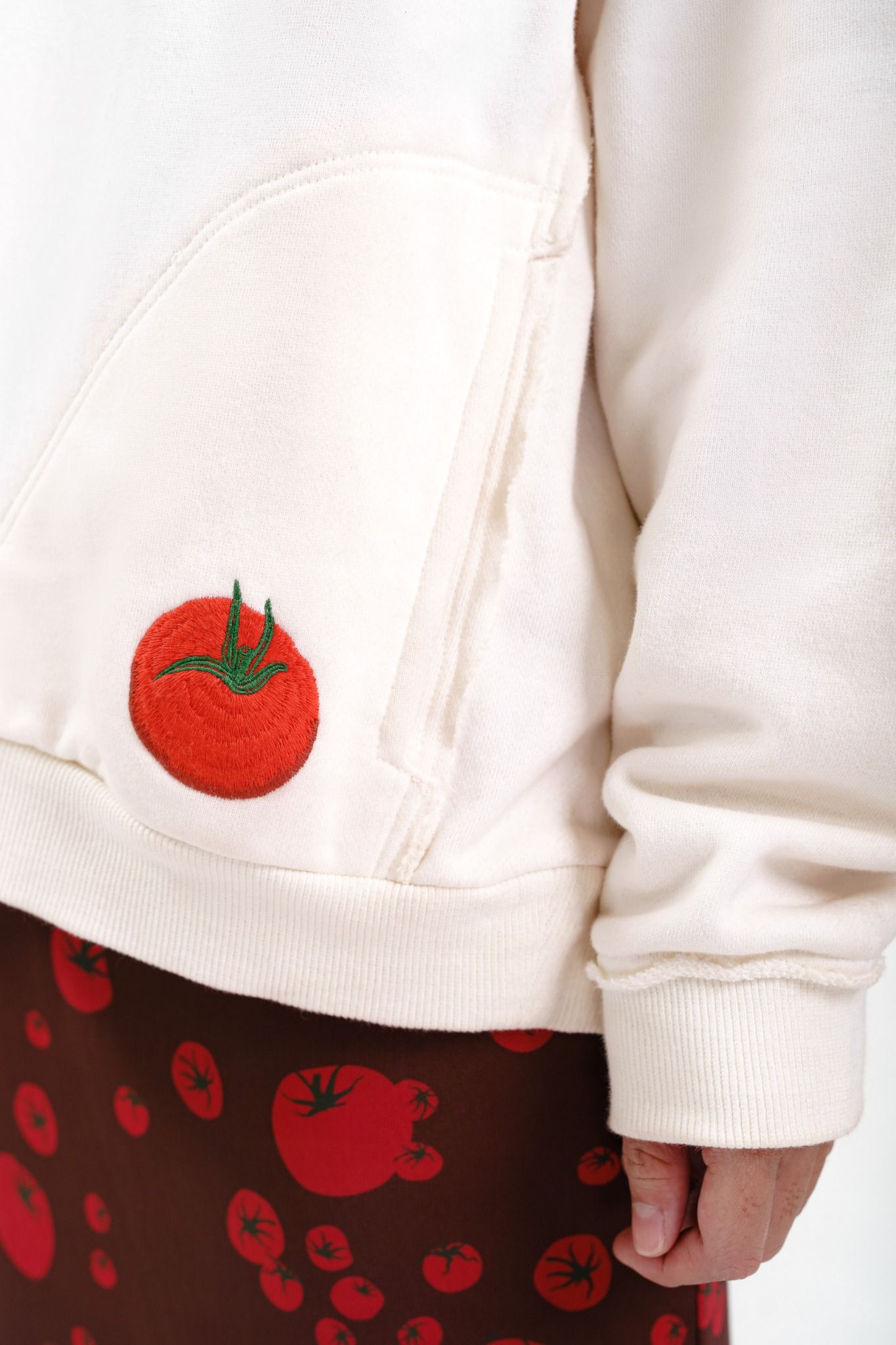  Organic Tomato Embroidered Oversized Sweater 