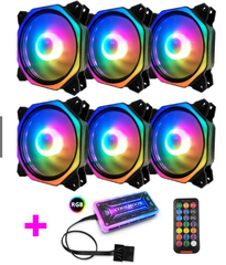 Bộ 5 Quạt Tản Nhiệt, Fan Case Coolmoon Ver 8 Plus Led Ring Và Led Trong Fan - Kèm Hub Và Remote