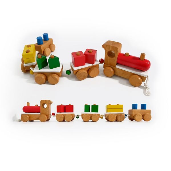  MG011 - Educational Toy Pull Train with Block Stacking 
