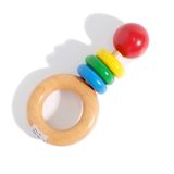  XK400 - Wooden Ring Baby Rattle 