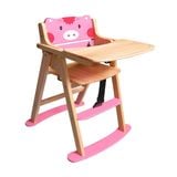  XK842 - Wooden Baby High Chair with Pig Design 