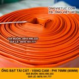  Ống bạt vàng cam phi 76mm (80mm) cuộn 20M - Ống bạt mềm cốt dù Việt Úc 