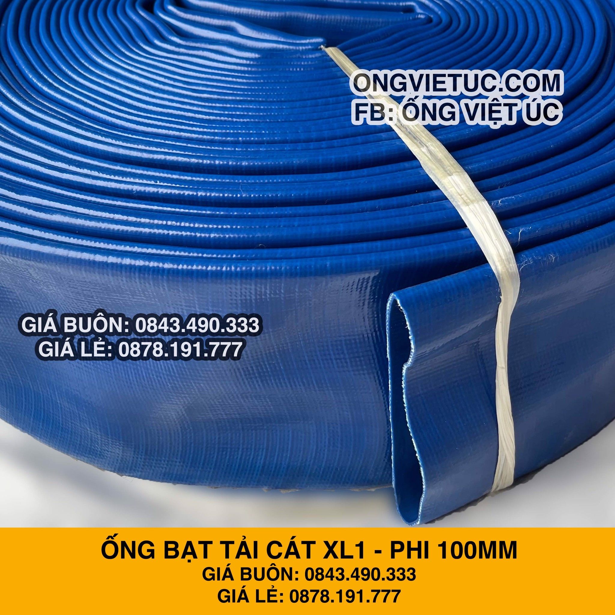  Ống bạt xanh phi 100MM cuộn 20M - Ống bạt tải nước cát sỏi Việt Úc 
