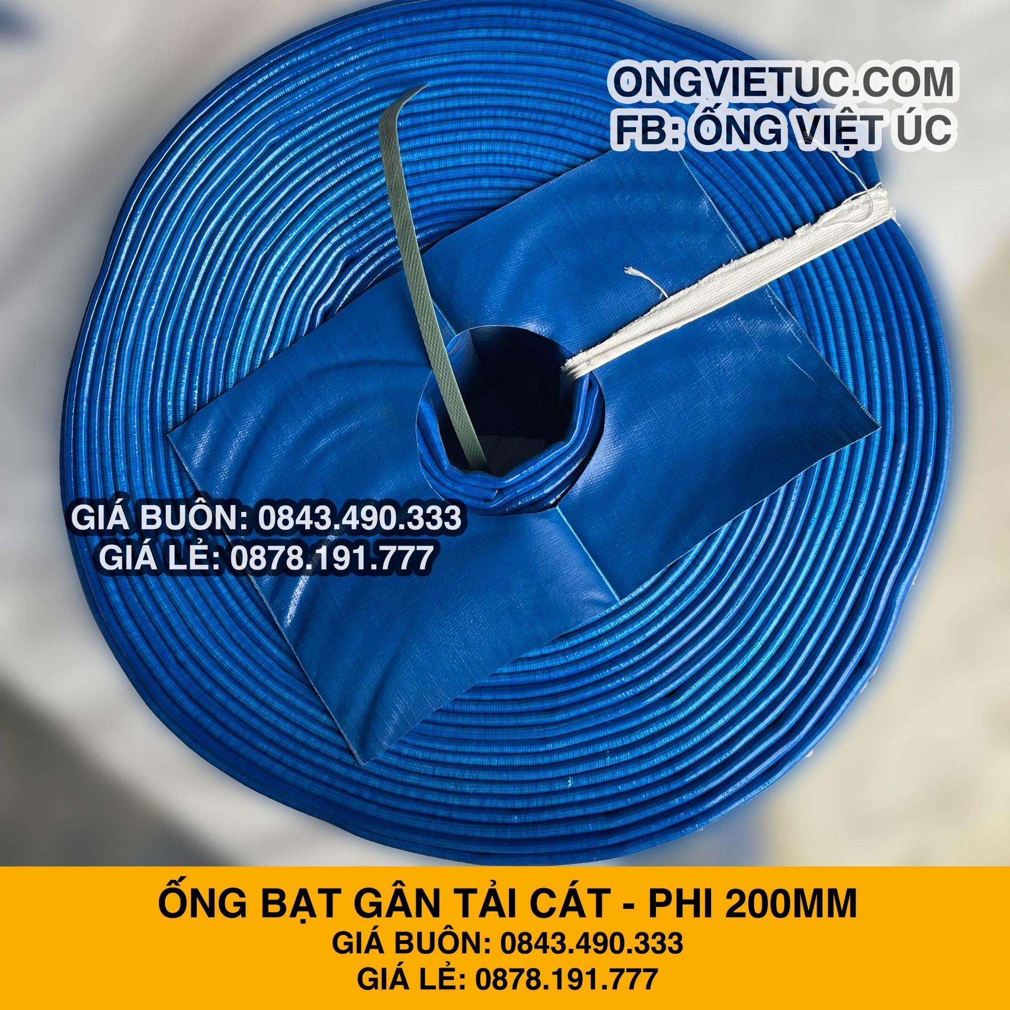  Ống bạt gân sần phi 200MM cuộn 30M - Ống bạt tải bùn cát sỏi bê tông Việt Úc 