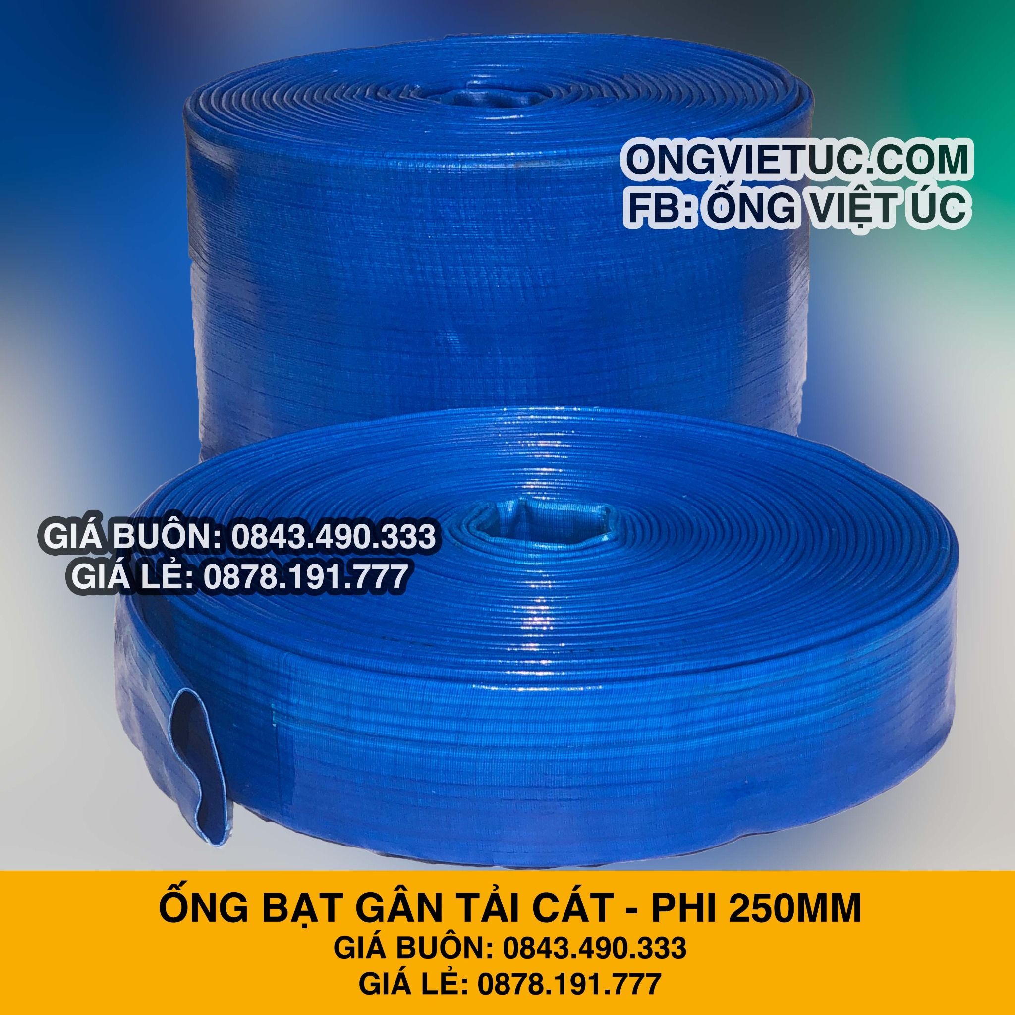  Ống bạt gân sần phi 250MM cuộn 40M - Ống bạt tải bùn cát sỏi bê tông Việt Úc 