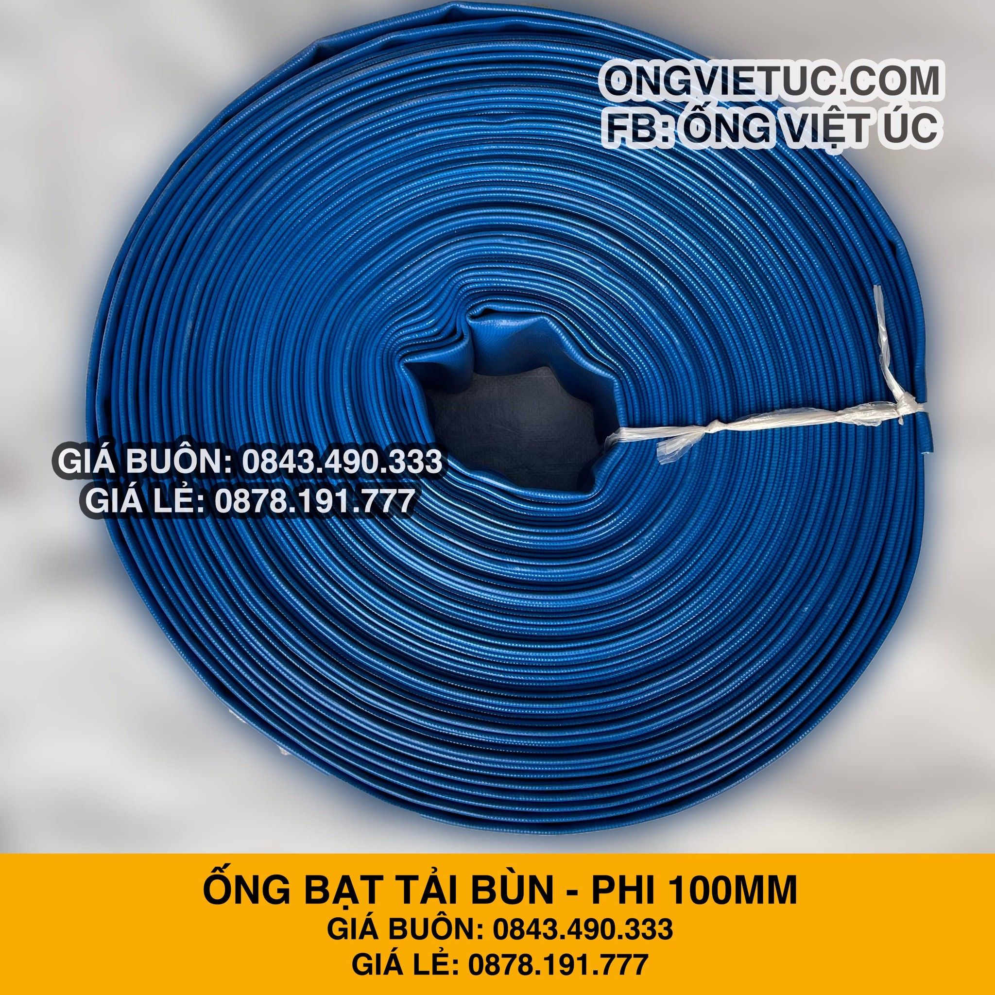  Ống bạt bơm bùn Phi 100M cuộn 20M - Ống bạt cốt dù Việt Úc 