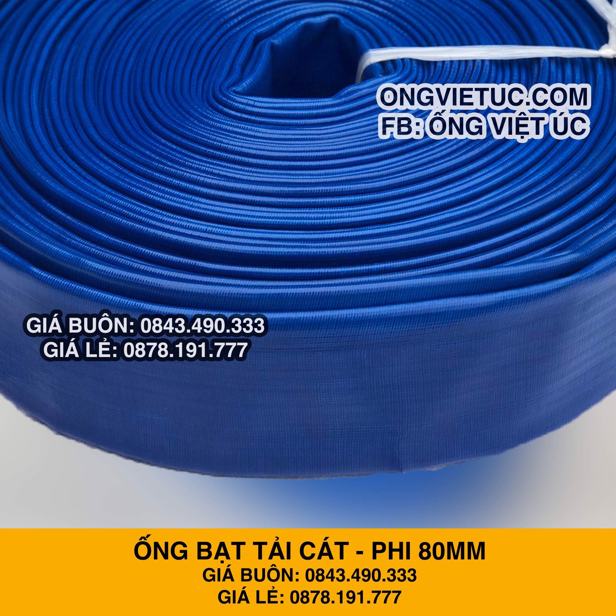  Ống bạt xanh phi 76mm (80mm) cuộn 50M - Ống bạt tải nước cát sỏi Việt Úc 