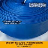  Ống bạt bơm nước Phi 76mm (80mm) cuộn 100M - Ống bạt cốt dù Việt Úc 