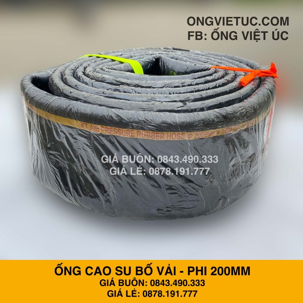  Ống cao su bố vải kt phi 200mm - Ống Việt Úc 