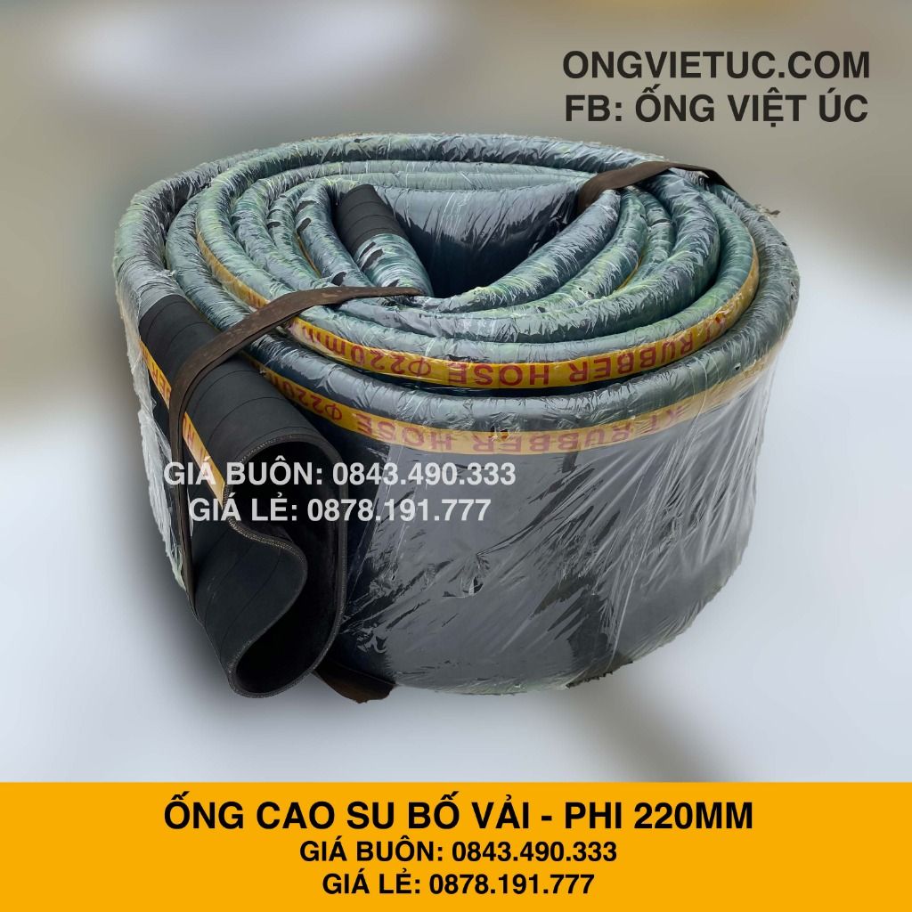  Ống cao su bố vải kt phi 220mm nhập khẩu - Ống Việt Úc 