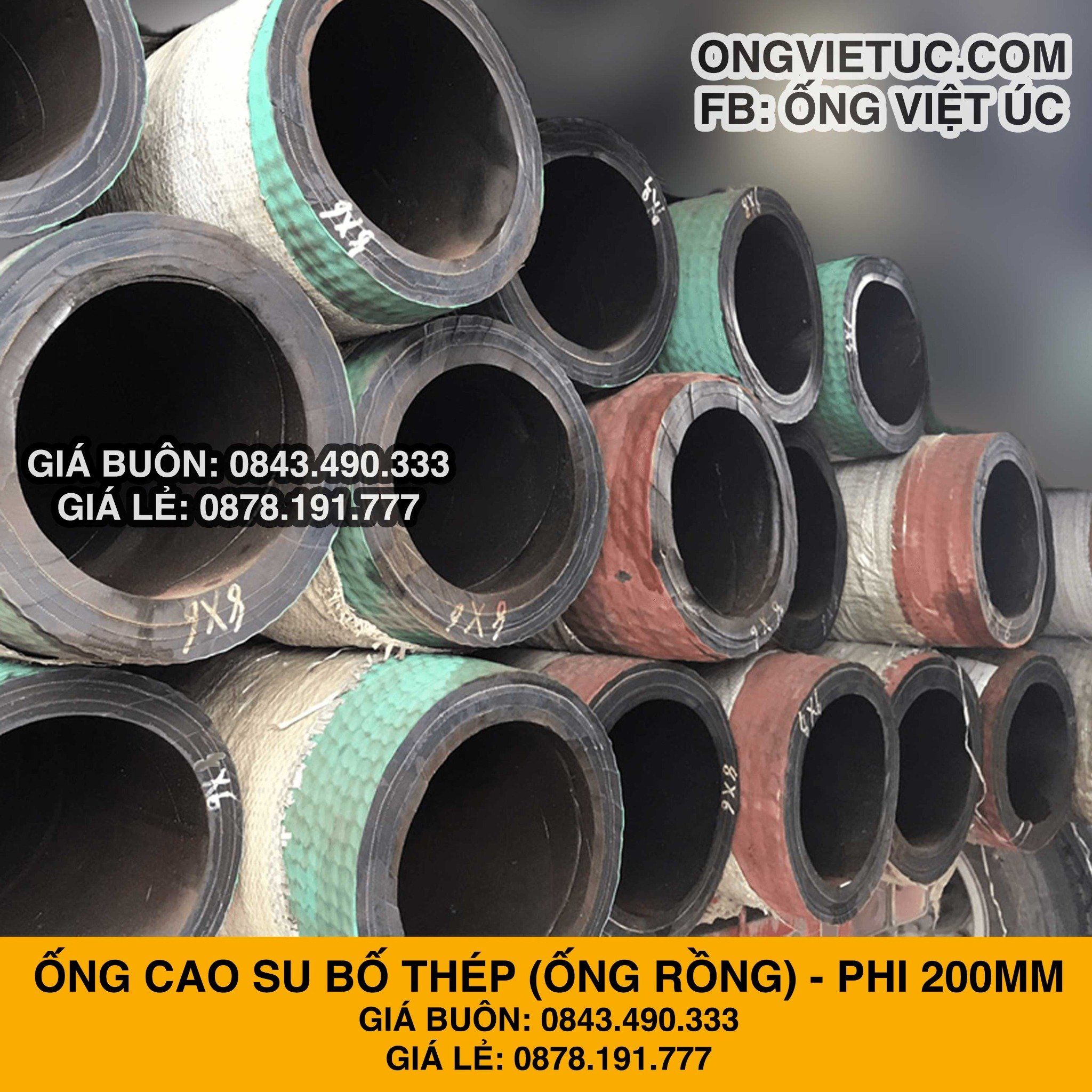  Ống Rồng Đầu Xanh Phi 200MM - Ống Cao Su Lõi Thép Việt Úc 