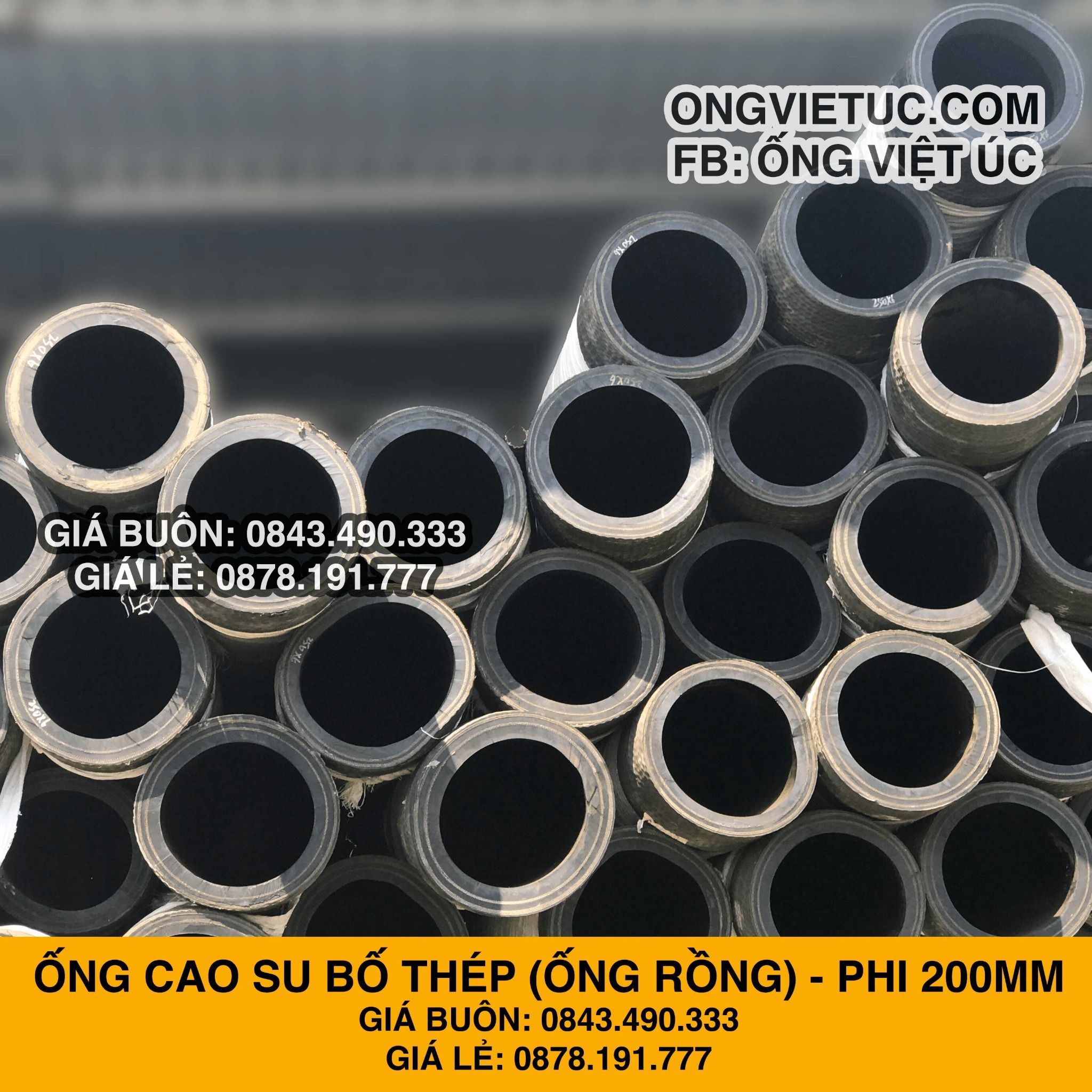  Ống Rồng Đầu Xanh Phi 200MM - Ống Cao Su Lõi Thép Việt Úc 