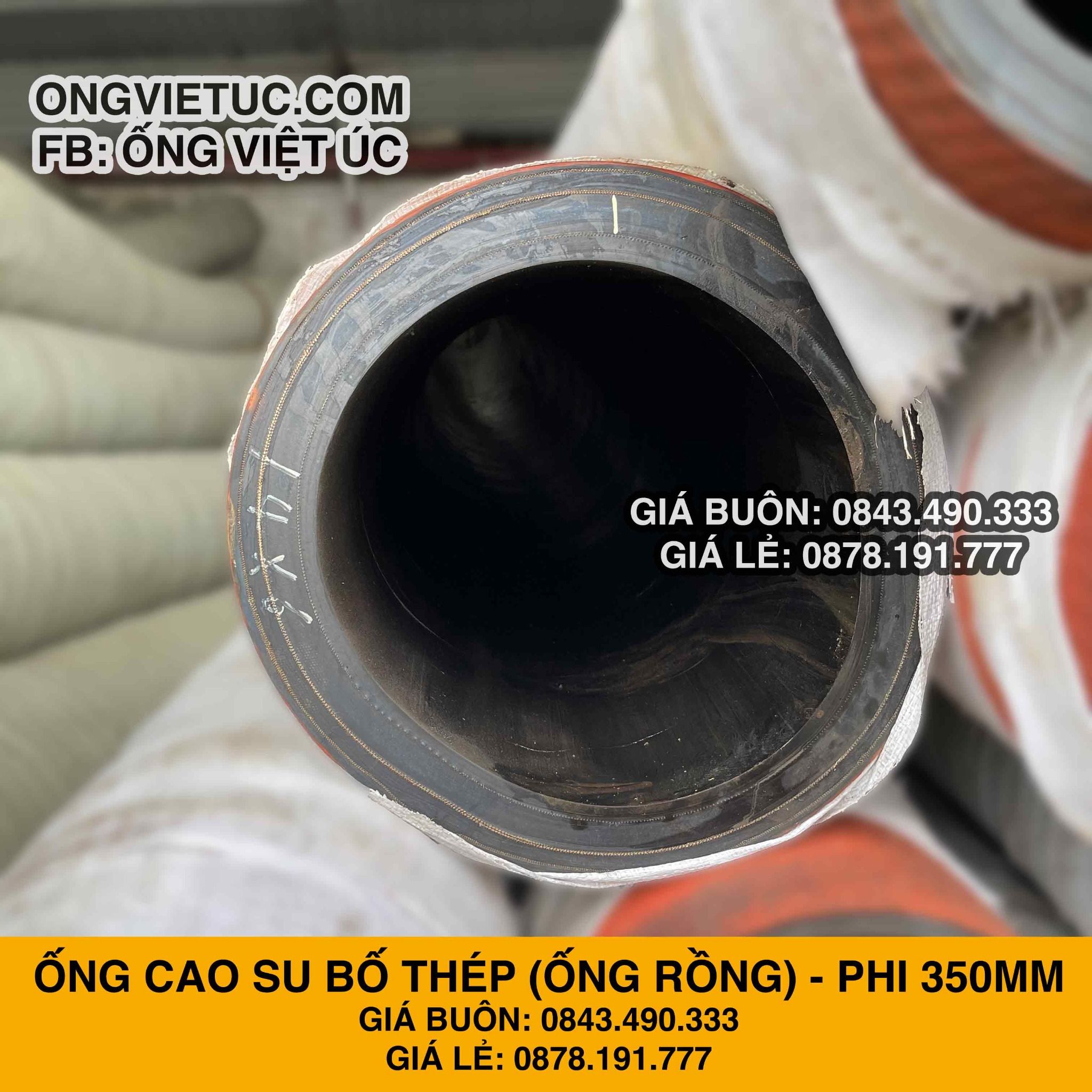  Ống Cao Su Bố Thép Phi 350MM Cây 2M - Ống Rồng Hút Bùn Cát Việt Úc 