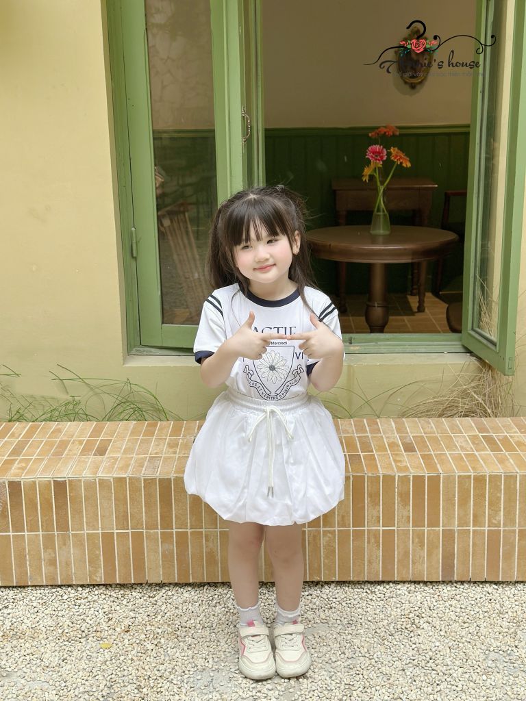  Set Pumpkin Spice chân váy bí ngô - Trắng 