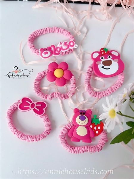  set 5 cột tóc gấu hồng dây lớn 