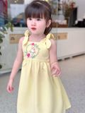  Đầm nơ vai thêu thỏ - Vàng 