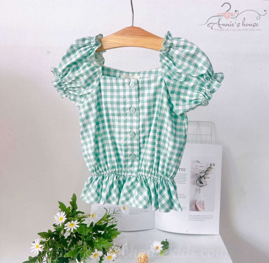  Set bộ quần dài - caro xanh 