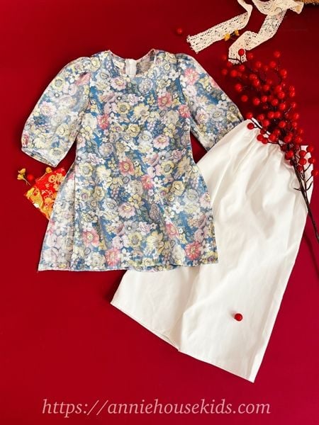  Áo dài hoa xanh - Mẹ 