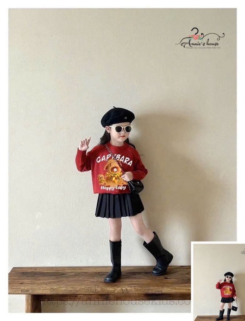  Set áo thun Capy Bara mix chân váy xếp pli 