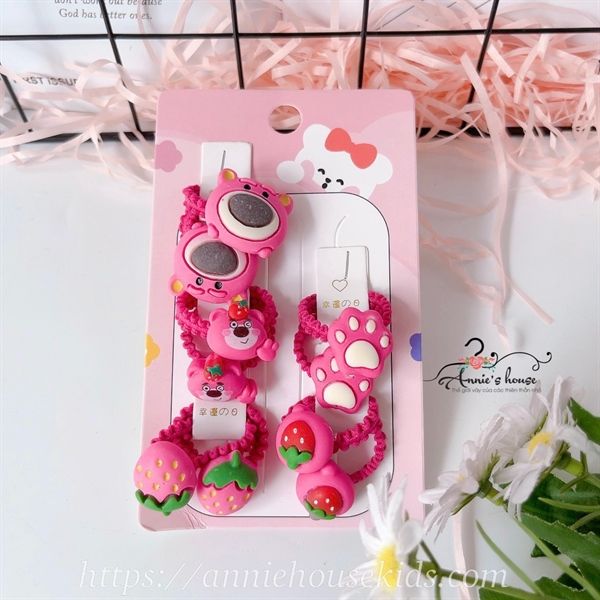  Set cột tóc Gấu dâu dây nhỏ 