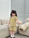  Bộ Pijama ngắn - caro vàng xanh 