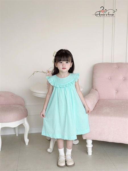  Đầm Boil hạt viền bèo - Màu Xanh 