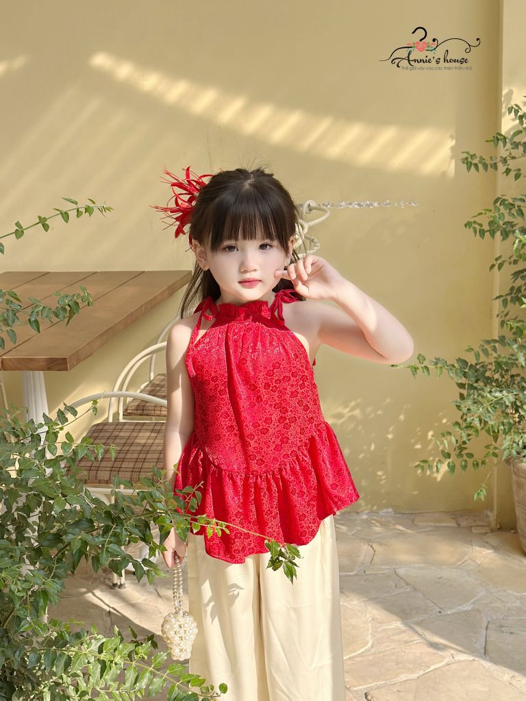  Set Yếm Nắng Xuân - Hoa Đỏ 