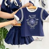  Set Pumpkin Spice chân váy bí ngô - Xanh 