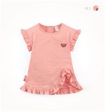  Áo thun bé gái viền bèo - Cam 