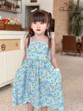 Đầm 2 dây nhún lưng - Hoa Xanh 