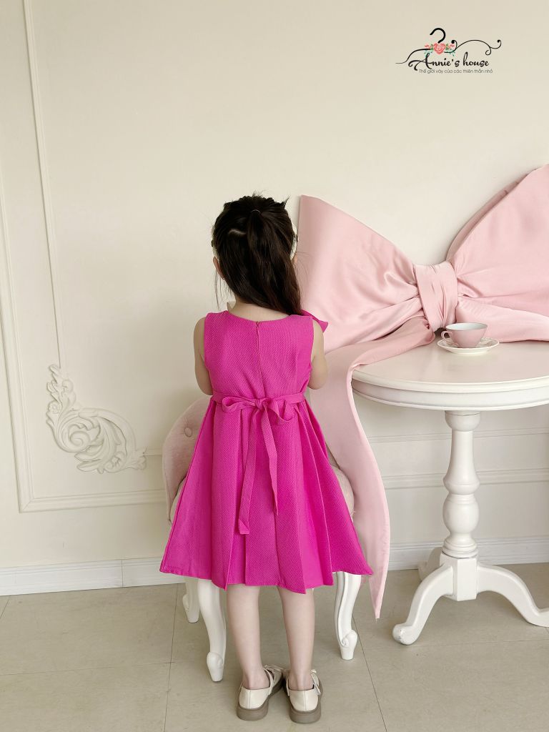  Đầm Hồng nơ xếp pli 