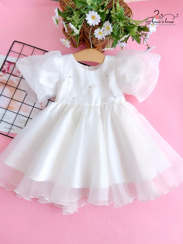  Đầm công chúa trơn - Trắng 