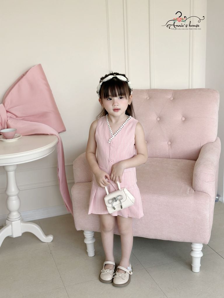  Set Gile chân váy dập li - Hồng 