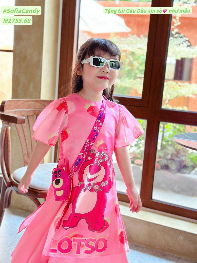  Đầm hồng gấu dâu tay cánh tiên SFA 