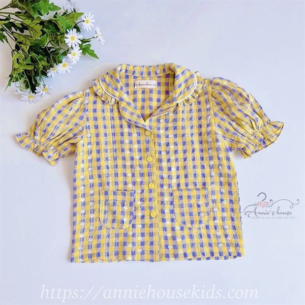  Bộ Pijama ngắn - caro vàng xanh 